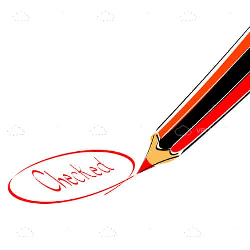 Illustrated Pencil with the Word Checked Encircled